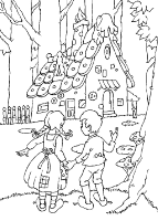 A coloring page of hansel and gretel